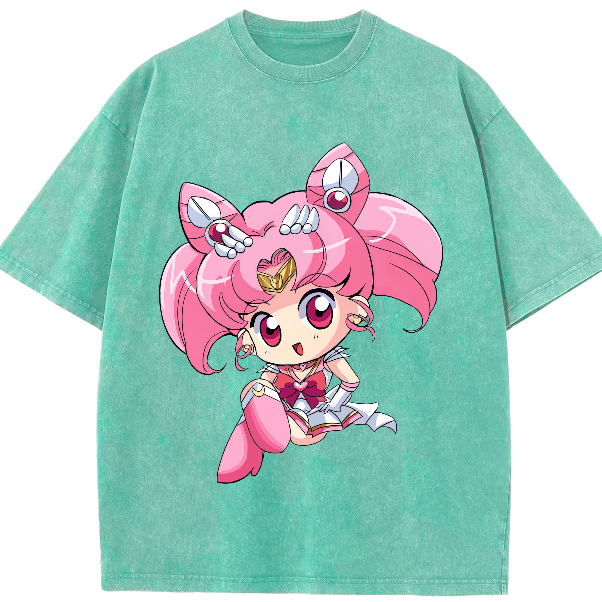 （画像用） 美少女戦士セーラームーン ちびうさ Sailor Moon Chibiusa Tsukino Usagi Small Lady Serenity 綿100% ヴィンテージ風 半袖Tシャツ（フロントプリント）